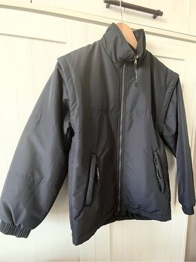 Storm Black Utility Puffer Jacket with Stand Collar
